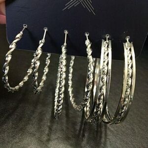 Dystrict LA silver tone twisted hoop earring set